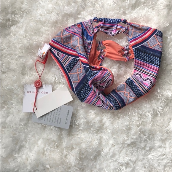 Red Carter Boho Full Cut Spandex Bikini Bottom XS - Picture 6 of 6